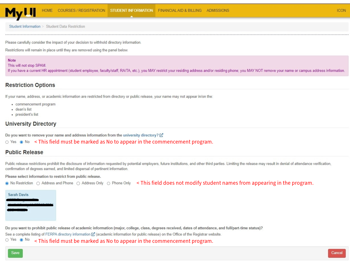 MyUI Data Restriction page screenshot outlining the different restriction options outlined above.