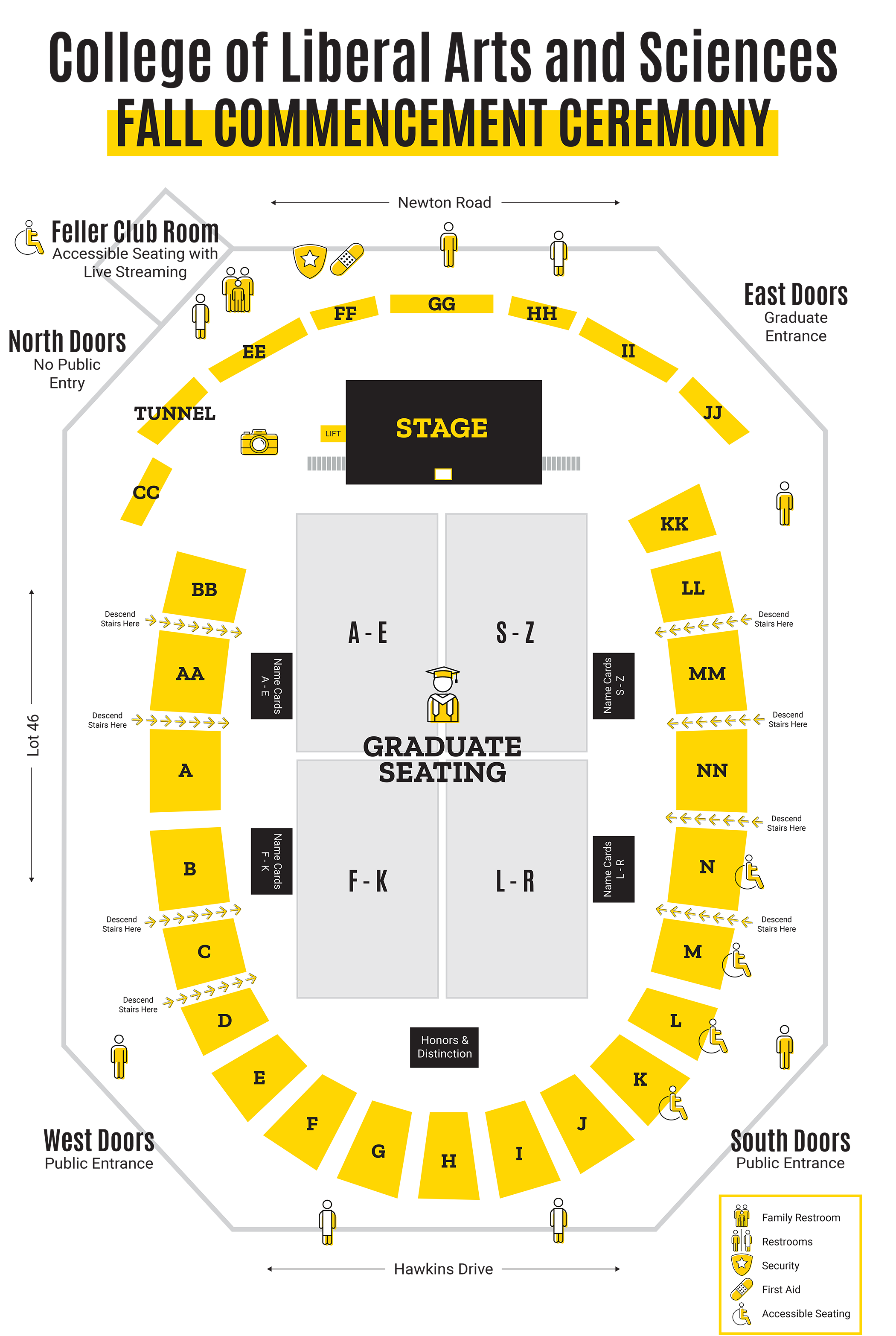 Carver-Hawkeye Arena Commencement Map
