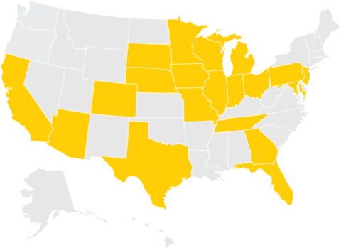 Map of United States with Iowa Graduates Fall 2017