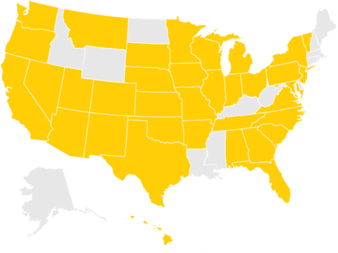 Map of United States with Iowa Graduates Spring 2018