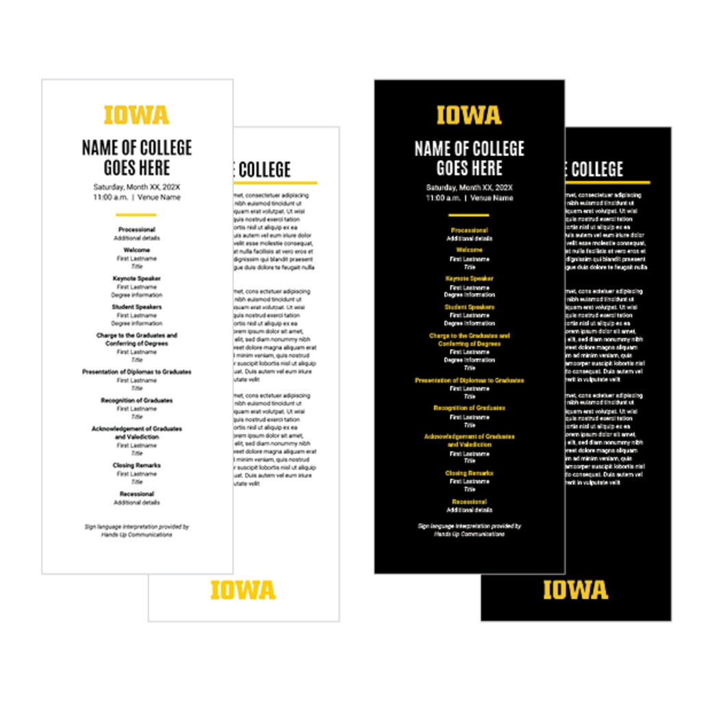 Half Page Order of Events Template Example